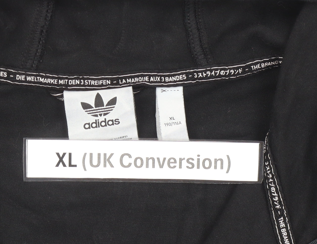 Adidas Men’s Black XL Full Zip Hoodie Cotton Blend Sportswear