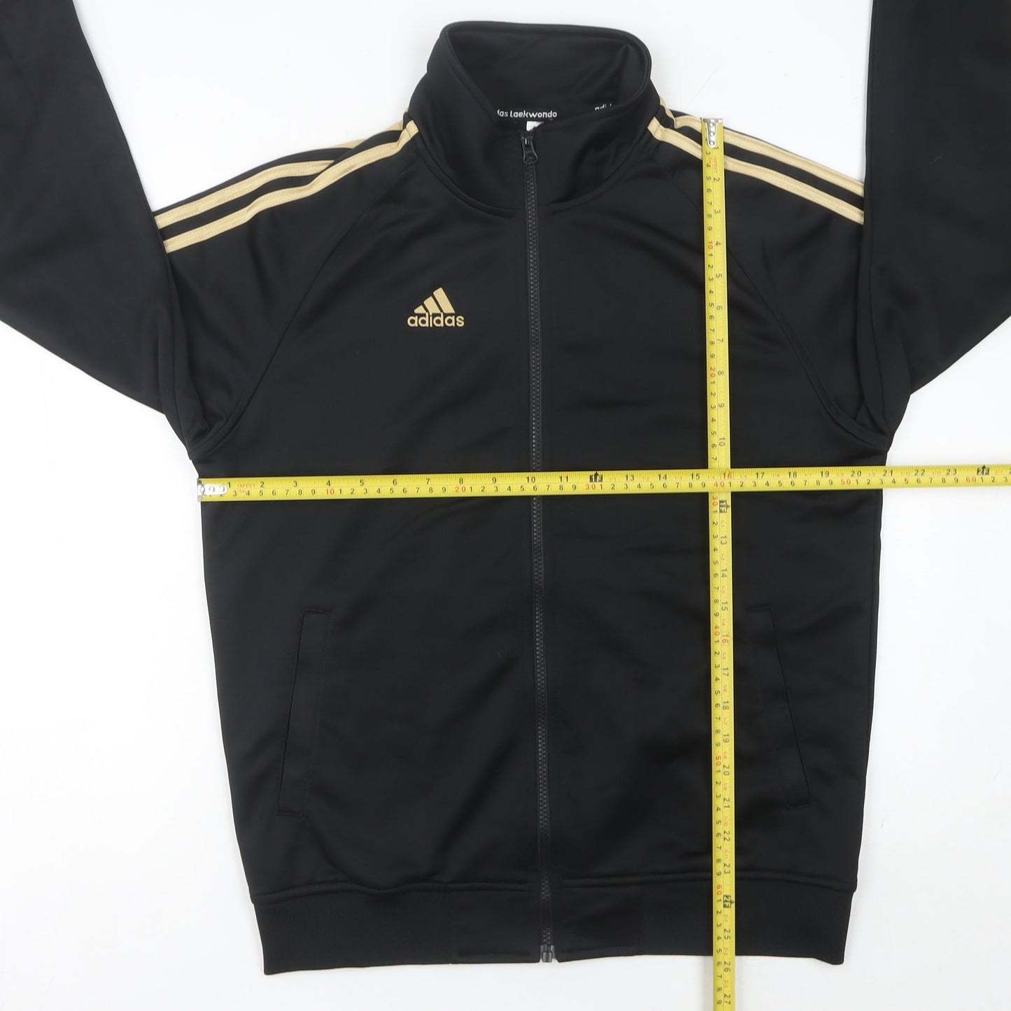 Adidas Men's Black Gold Track Jacket Size M Full Zip Sportswear