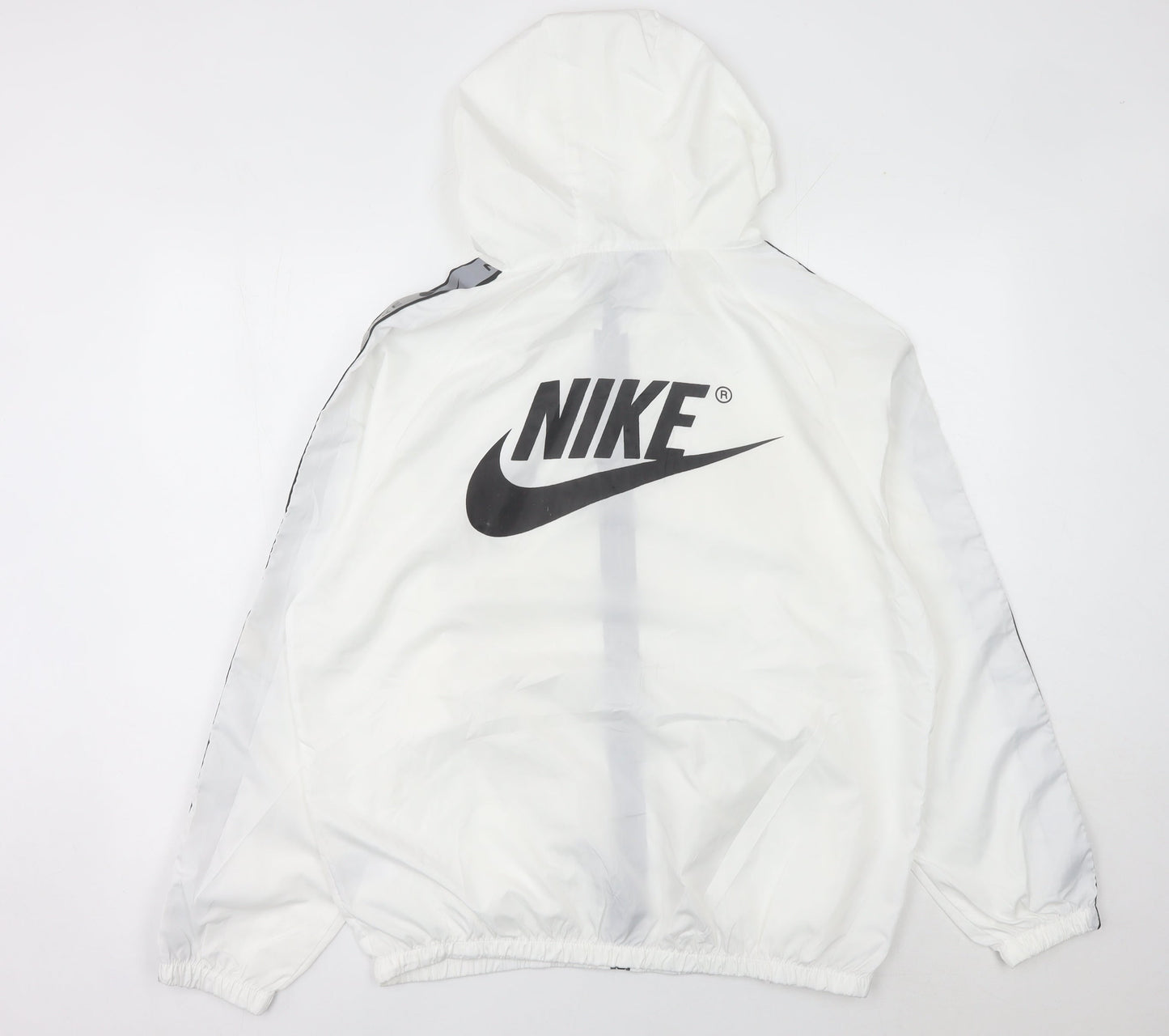 Nike Men’s White M Windbreaker Jacket Hooded Full Zip Lightweight