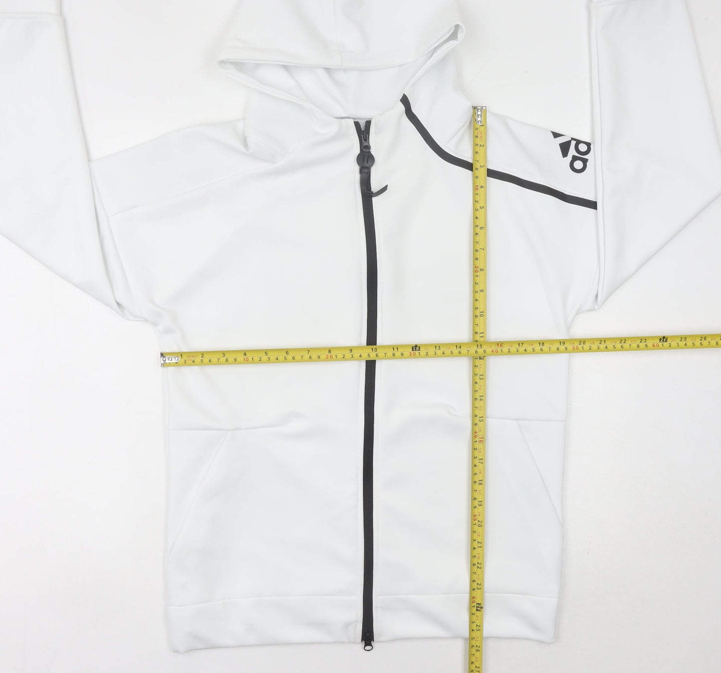 Adidas Men's White Track Jacket L Lightweight Hooded Full Zip