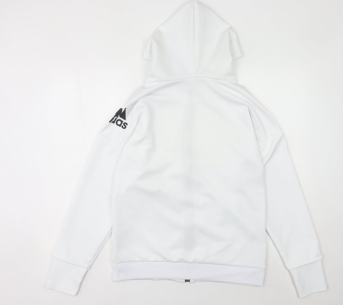 Adidas Men's White Track Jacket L Lightweight Hooded Full Zip