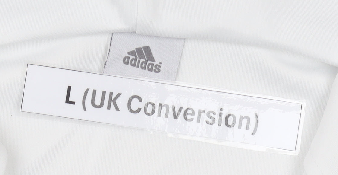 Adidas Men's White Track Jacket L Lightweight Hooded Full Zip