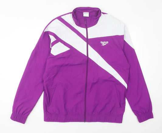 Reebok Men’s Purple Track Jacket L Nylon Sportswear Full Zip