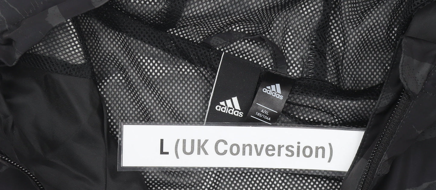 Adidas Men’s Black Camouflage Windbreaker Jacket Size L