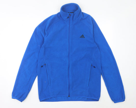 Adidas Mens Blue Fleece Full Zip Jacket Size L Regular Fit