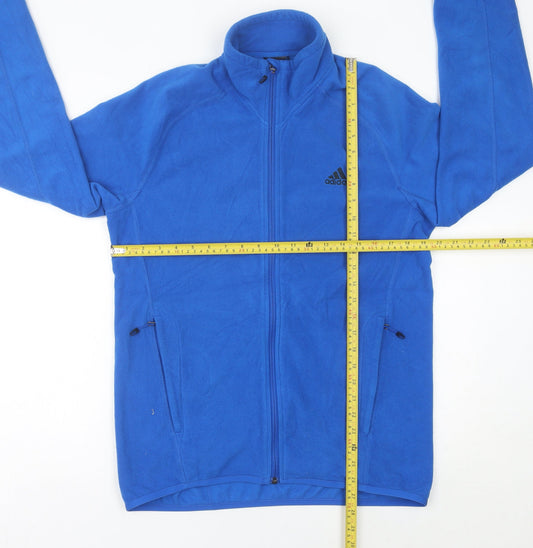 Adidas Mens Blue Fleece Full Zip Jacket Size L Regular Fit