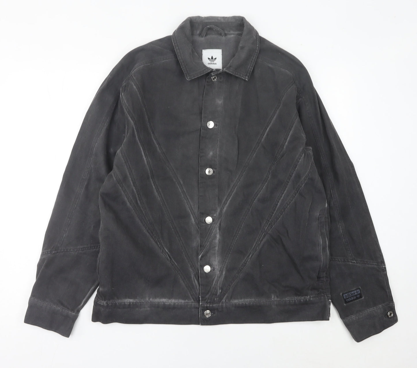 Adidas Men’s Black Cotton Jacket Size M Button Casual Streetwear