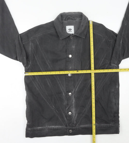 Adidas Men’s Black Cotton Jacket Size M Button Casual Streetwear