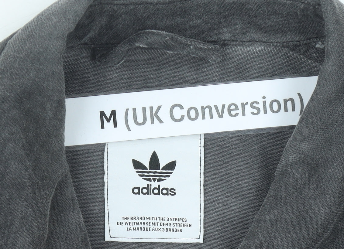 Adidas Men’s Black Cotton Jacket Size M Button Casual Streetwear