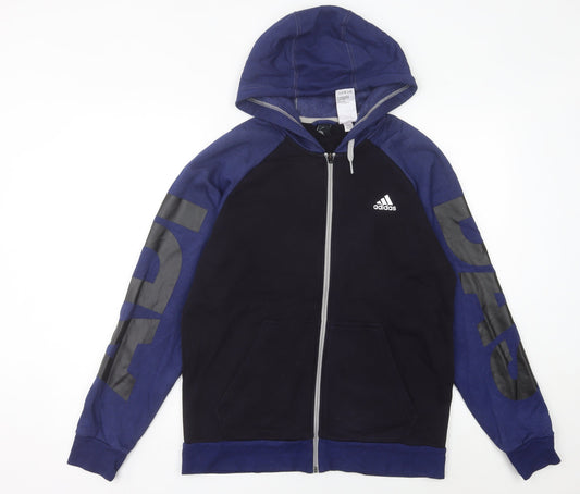 Adidas Men’s Blue Black Full Zip Hoodie Size M Sportswear