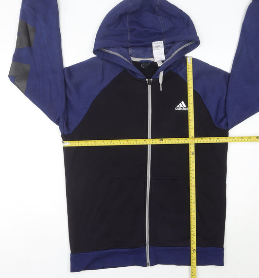Adidas Men’s Blue Black Full Zip Hoodie Size M Sportswear