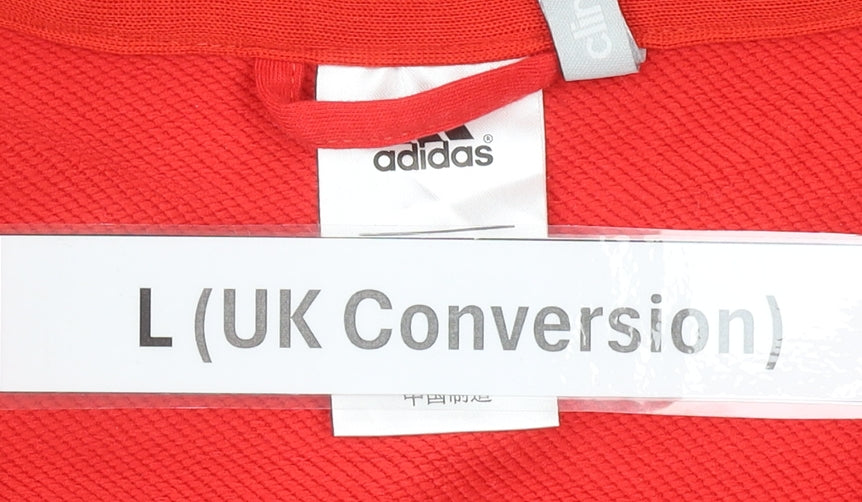Adidas Mens L Red Black Grey Full Zip Hoodie Sweatshirt Sportswear