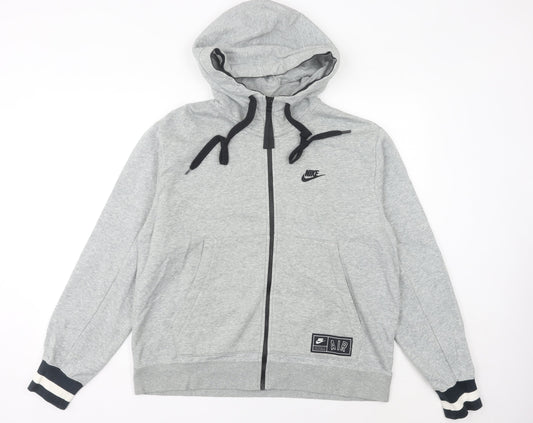 Nike Men's Grey Full Zip Hoodie M Logo Sportswear