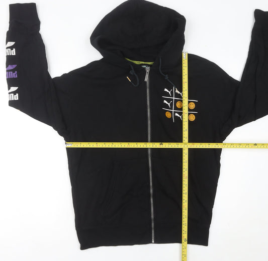 Puma Men’s Black Full Zip Hoodie Size S Graphic Logo Sportswear