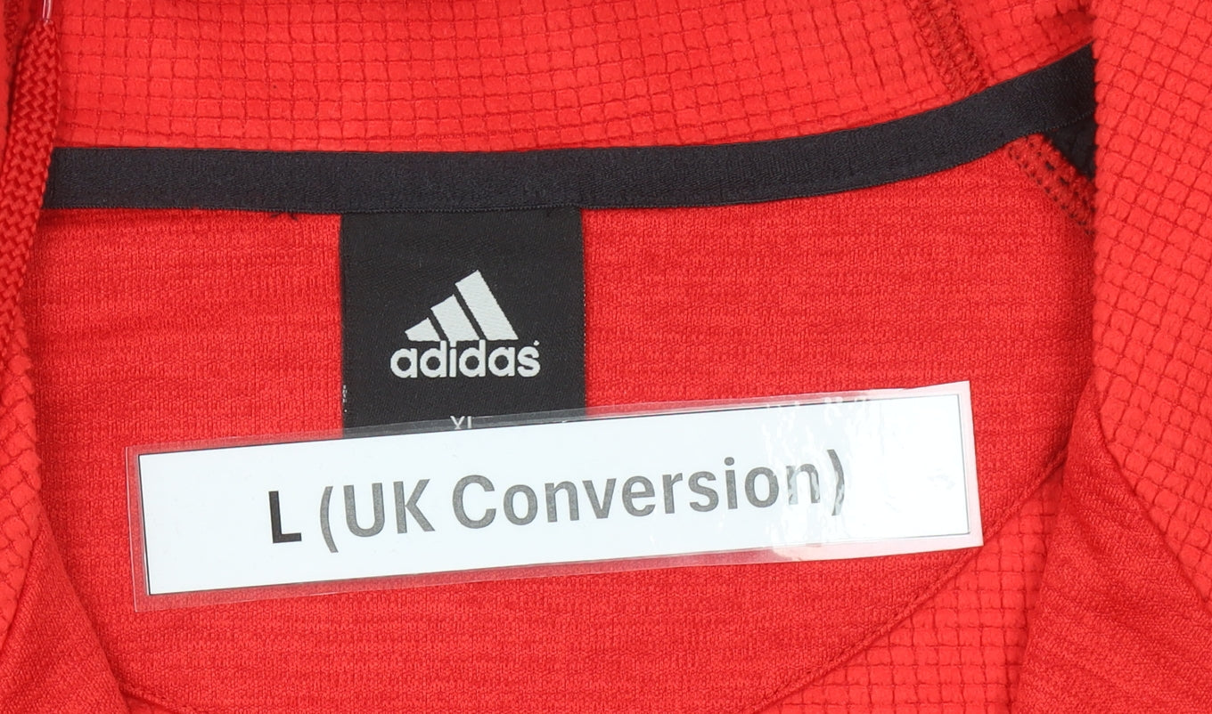 Adidas Men's Red Full Zip Hoodie Size L Sportswear Jacket