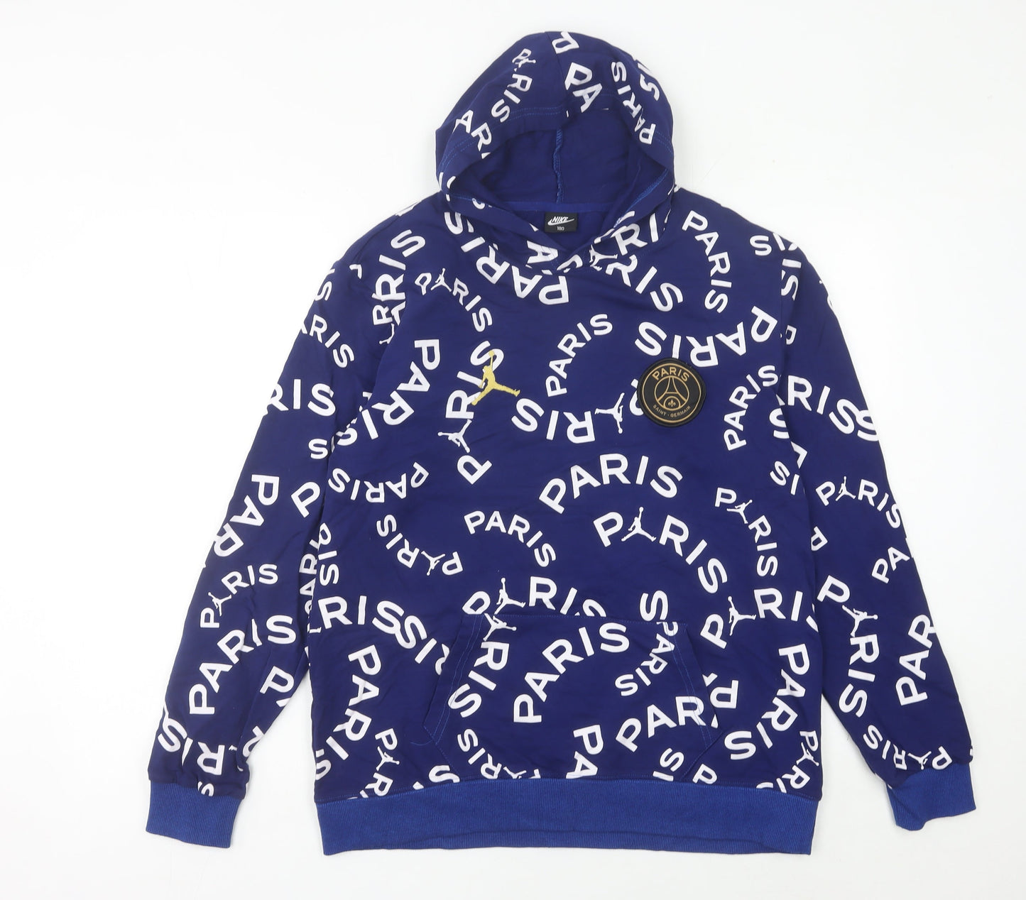 Nike PSG Paris Men's Blue L Pullover Hoodie Football Graphic Print