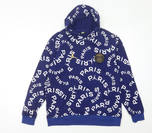 Nike PSG Paris Men's Blue L Pullover Hoodie Football Graphic Print