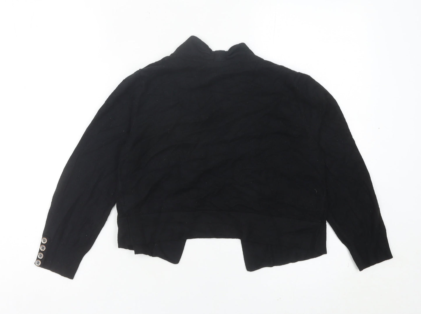 Wallis Women’s Black Collared Open Cardigan Size S Knit Long Sleeve