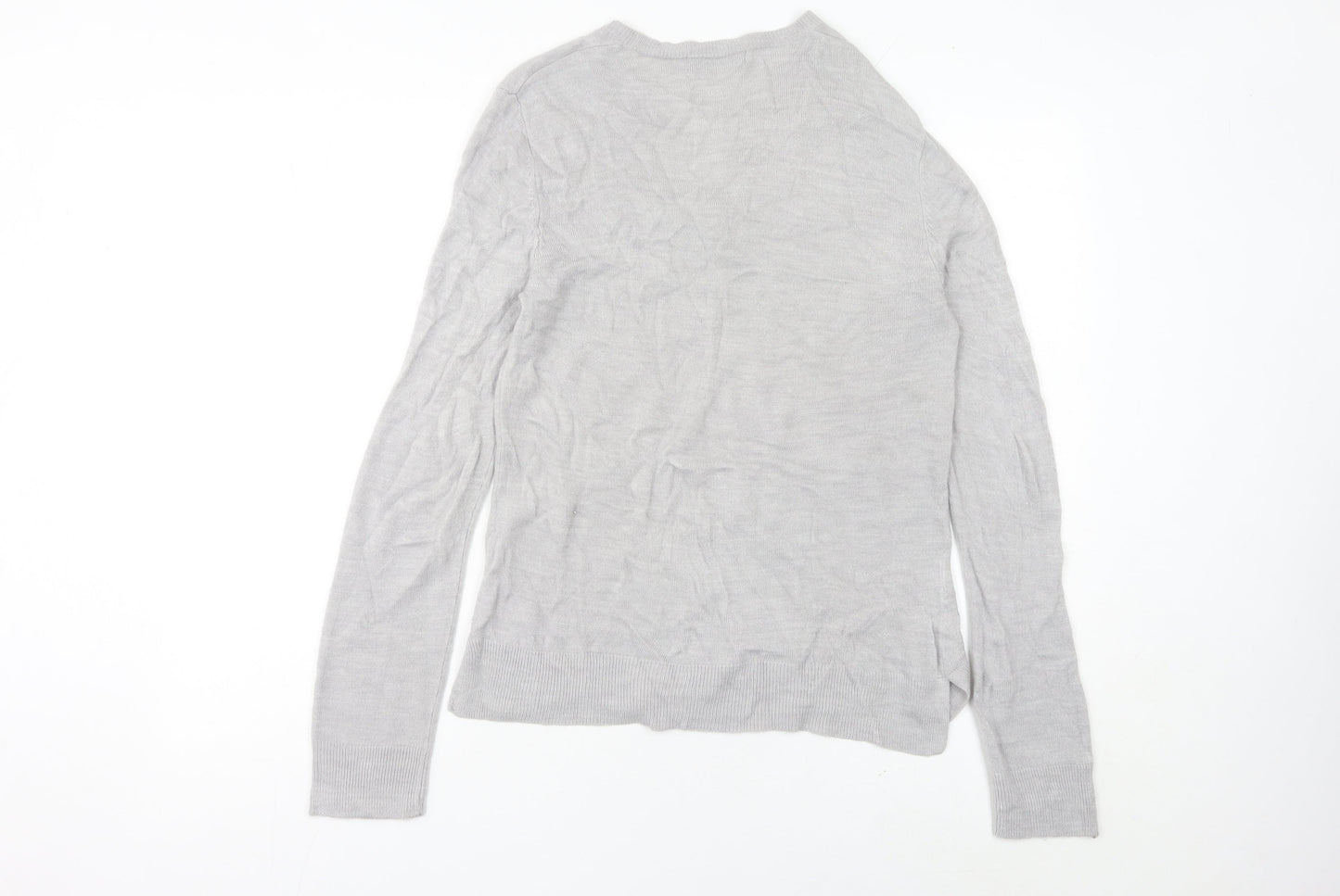 Marks and Spencer Women’s Grey V-Neck Jumper Size 12 Acrylic Knit