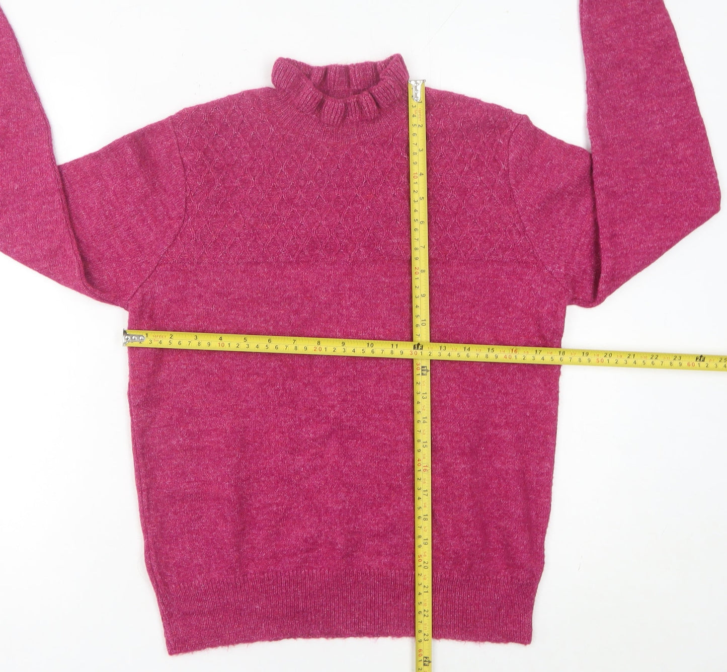 RR Women’s Pink Mock Neck Ruffle Sleeve Pullover Jumper M