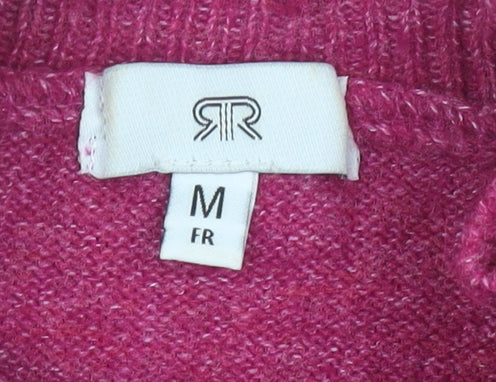 RR Women’s Pink Mock Neck Ruffle Sleeve Pullover Jumper M