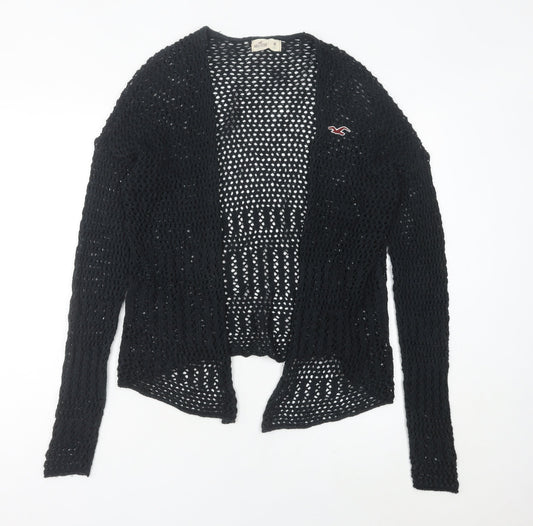 Hollister Womens Black Open Knit Cardigan Medium Long Sleeve Casual
