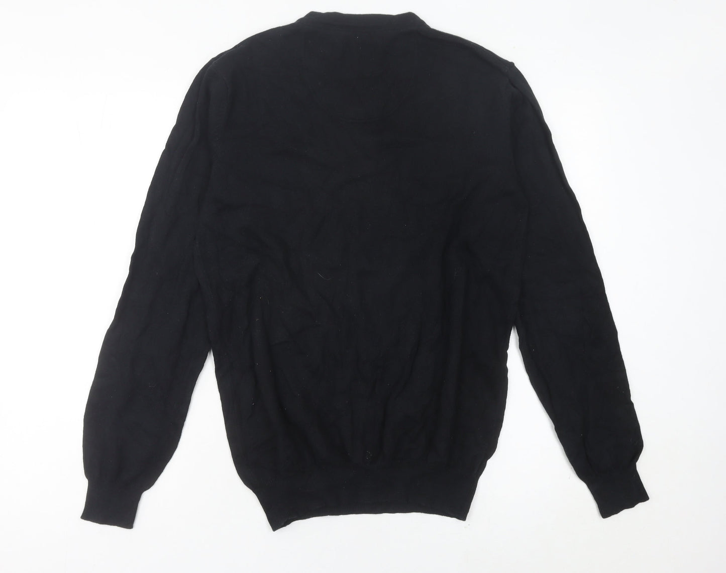 Jeff Banks Men’s Black Cotton Cashmere V-Neck Jumper Size S