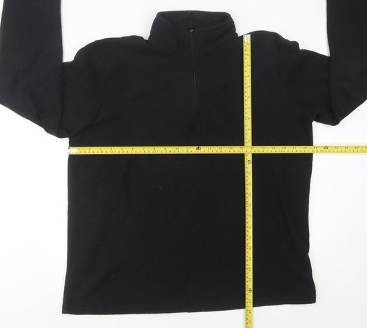 Mountain Warehouse Mens Black Fleece Sweatshirt L 1/4 Zip Pullover Hiking