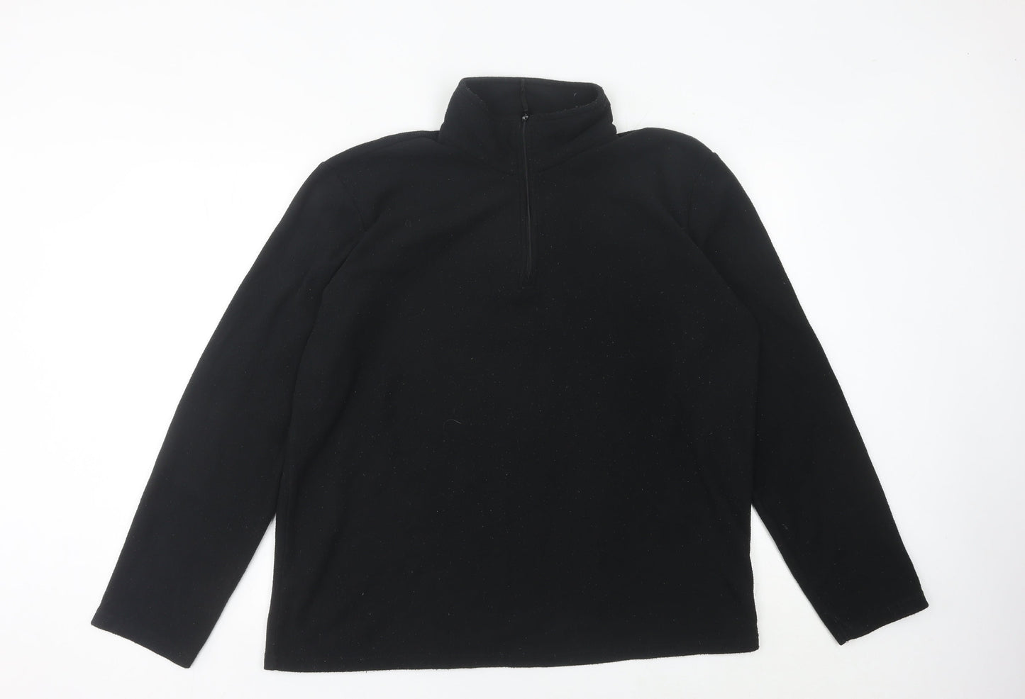 Mountain Warehouse Mens Black Fleece Sweatshirt L 1/4 Zip Pullover Hiking