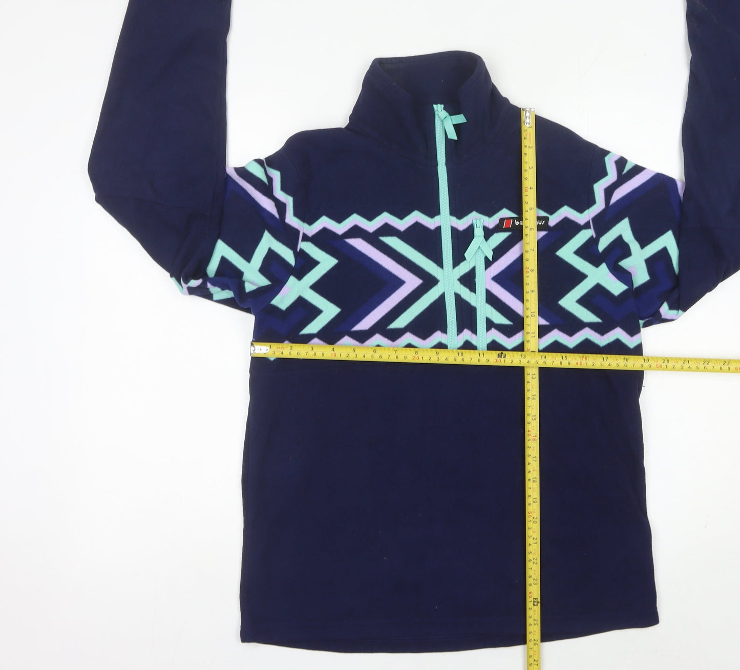 Berghaus Women’s Blue Fleece Sweatshirt M Geometric 1/4 Zip Outdoor