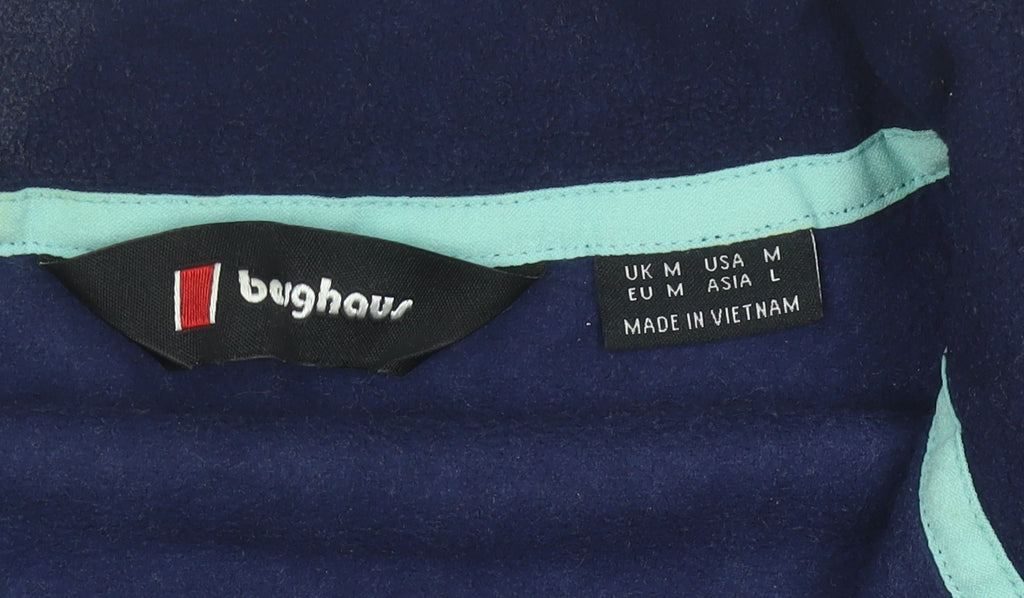 Berghaus Women’s Blue Fleece Sweatshirt M Geometric 1/4 Zip Outdoor