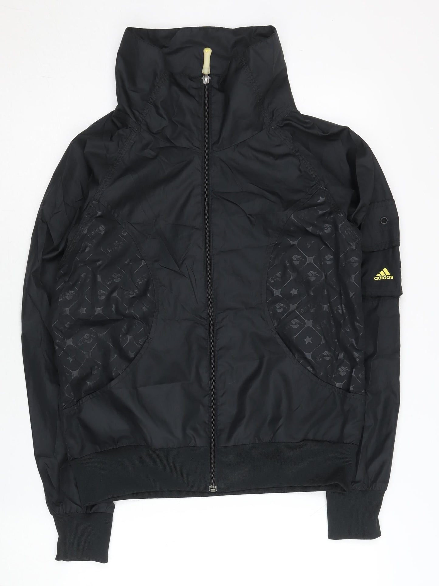 Adidas Womens Black Size 12 Track Jacket Hooded Full Zip Sportswear