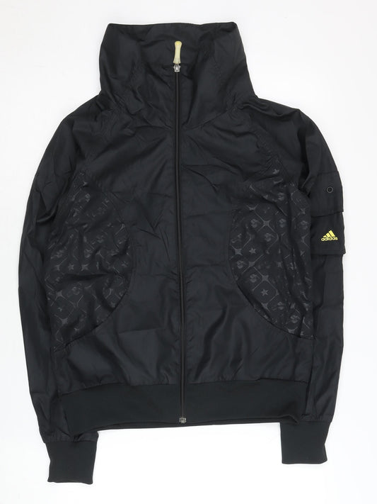 Adidas Womens Black Size 12 Track Jacket Hooded Full Zip Sportswear
