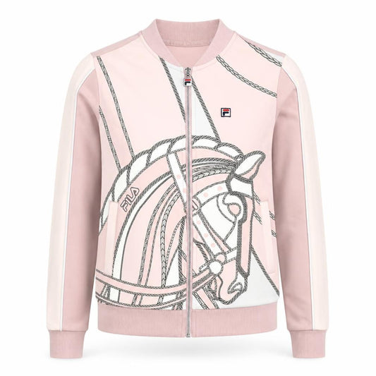 Fila Womens Pink Track Jacket Size 8 Graphic Print Full Zip
