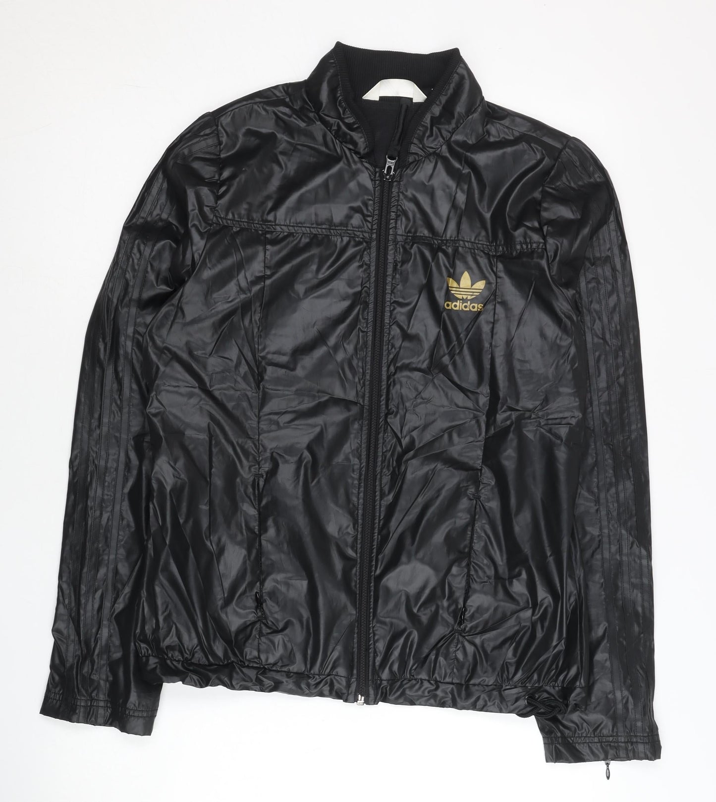 Adidas Womens Black Track Jacket Size 10 Full Zip Lightweight