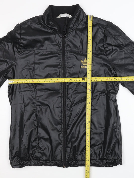 Adidas Womens Black Track Jacket Size 10 Full Zip Lightweight