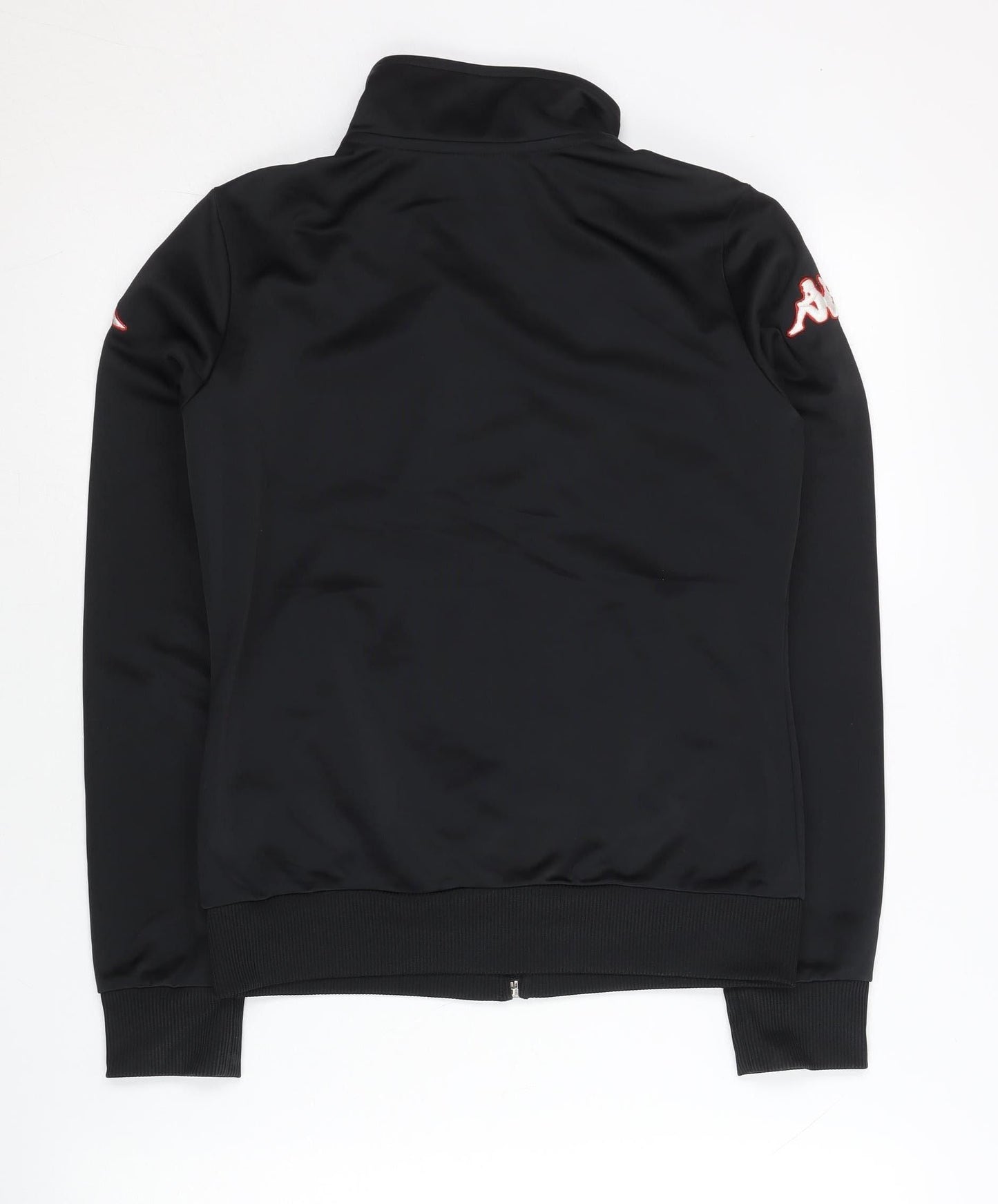 Kappa Womens Black Track Jacket Size 8 Football Full Zip Polyester