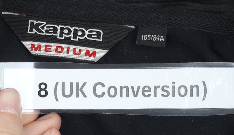 Kappa Womens Black Track Jacket Size 8 Football Full Zip Polyester