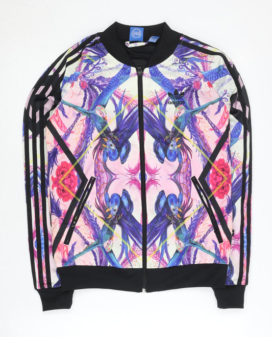 Adidas Womens Multicoloured Floral Track Jacket Size 8 Full Zip