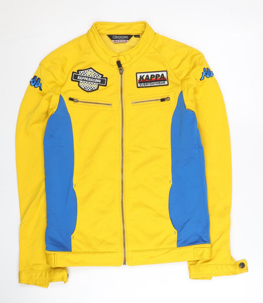 Kappa Women’s Yellow Racing Motorcycle Jacket Size 10 Logo Embroidered