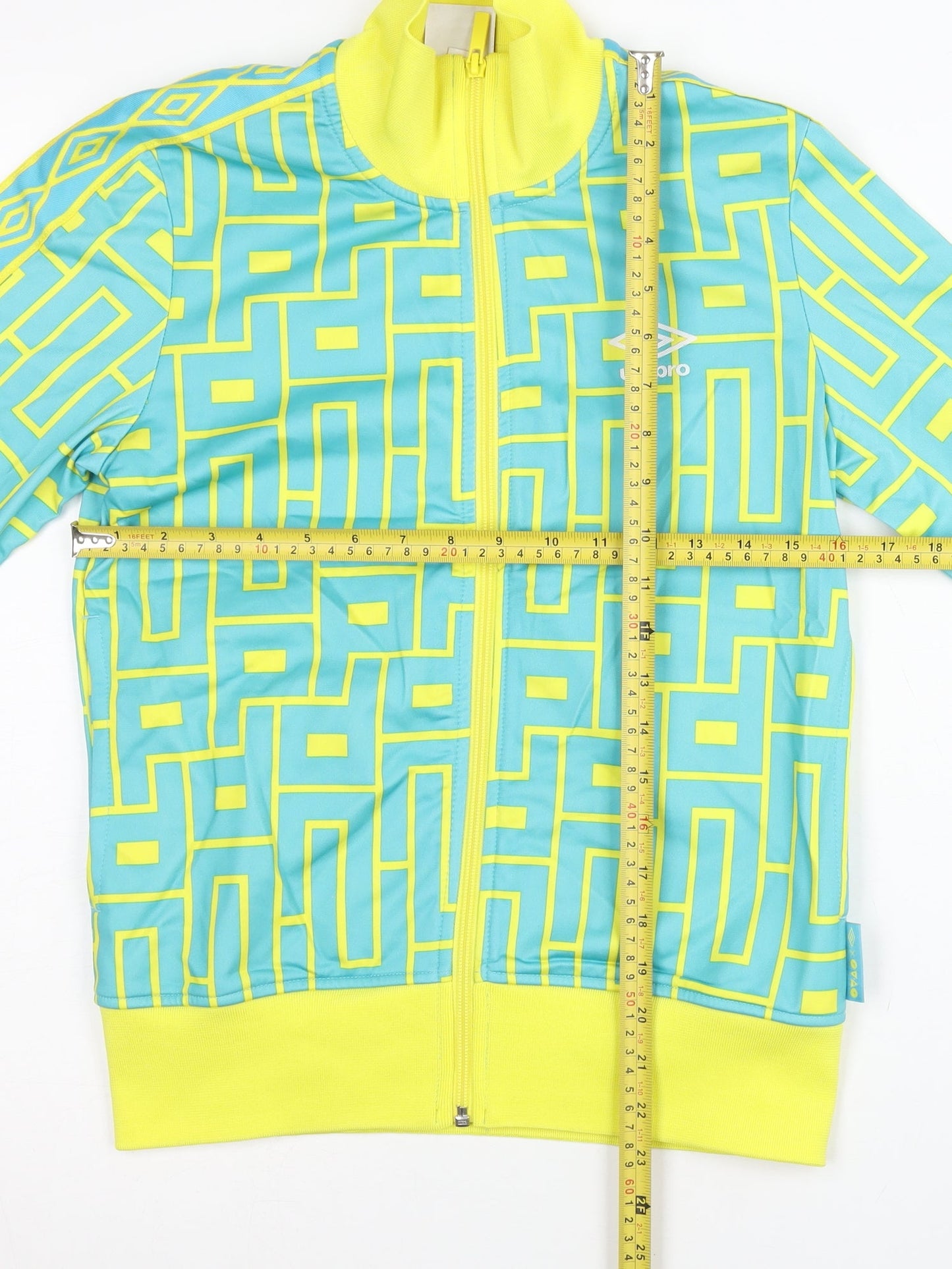 Umbro Women’s Blue Geometric Track Jacket Size 12 Full Zip Sportswear