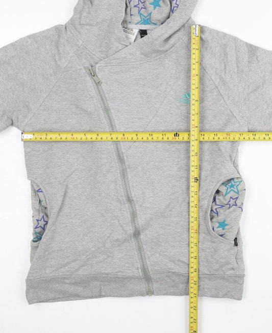 Adidas Womens Grey Size 8 Full Zip Hoodie Jacket Casual Sportswear