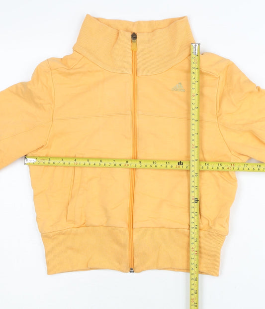 Adidas Womens Yellow Cropped Track Jacket Size 12 Full Zip Cotton