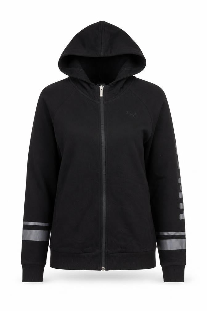 Womens UK 10 Regular PUMA Black Full Zip Hoodie
