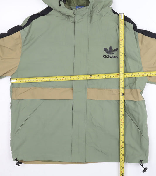 Adidas Unisex Adults Green Beige Windbreaker Jacket M Hooded