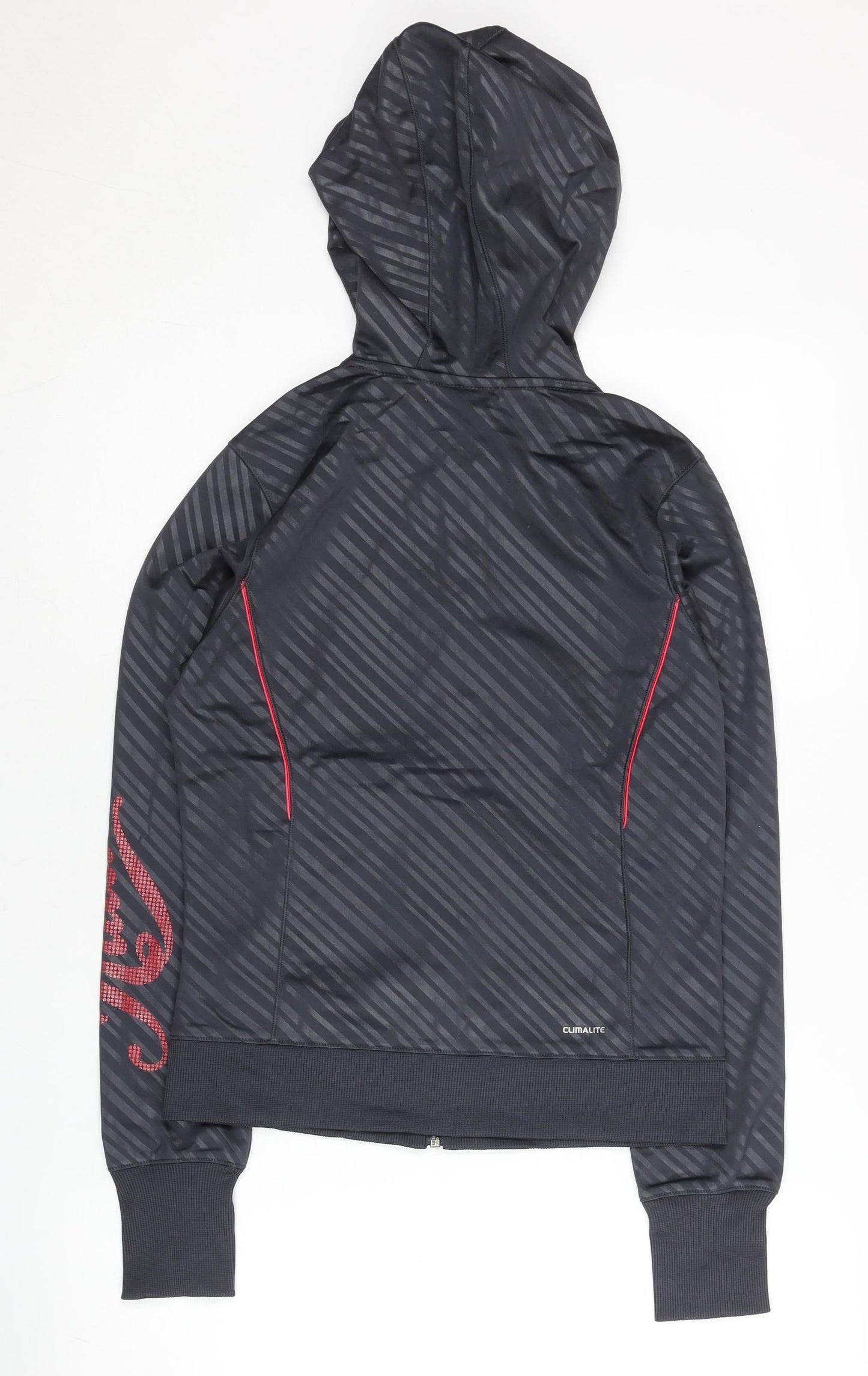 Adidas Womens Black Size 8 Full Zip Hoodie Sweatshirt Polyester