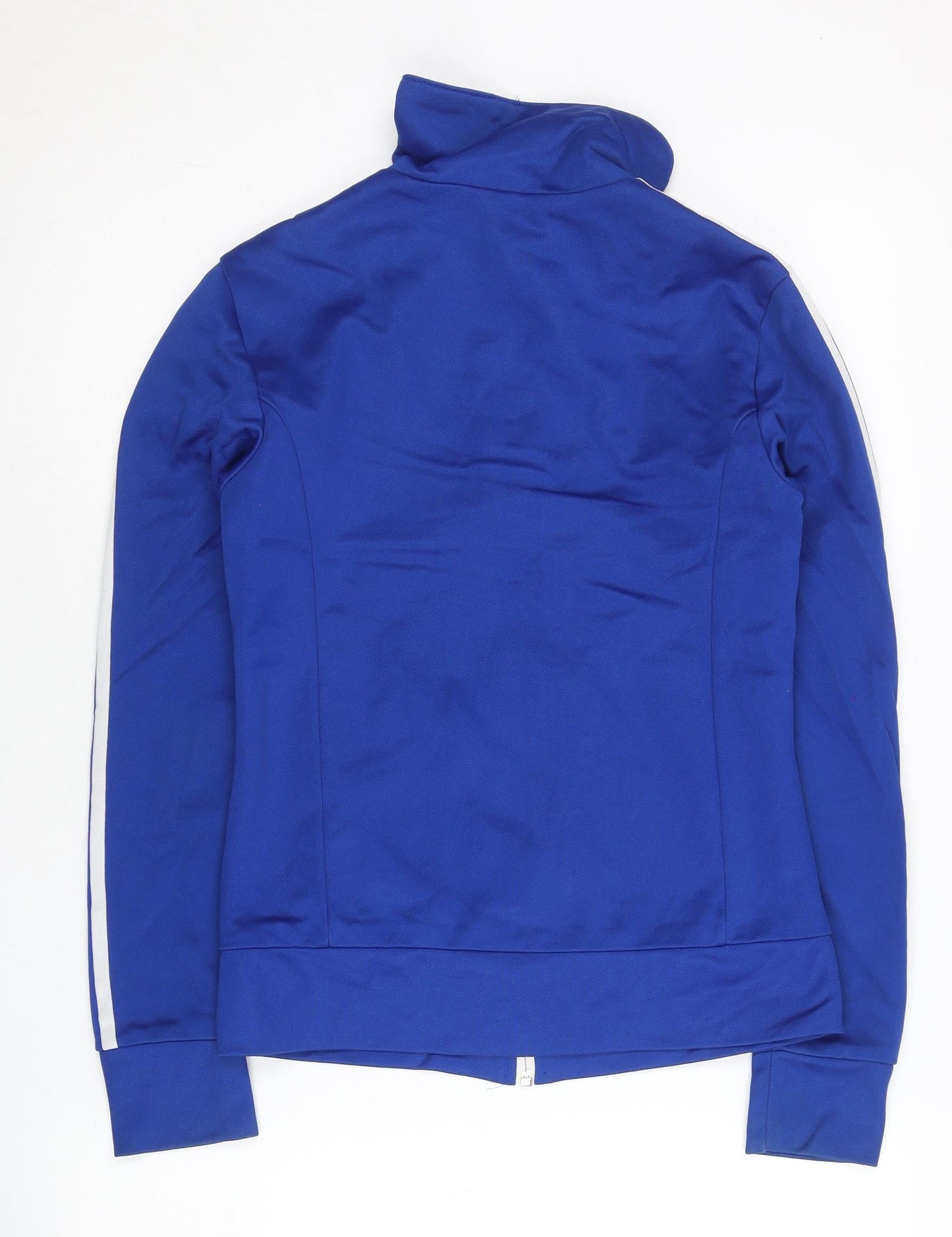 Adidas Women’s Blue Track Jacket Size 8 Full Zip Cotton Blend