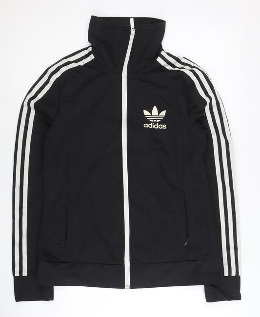 Adidas Womens Black Size 10 Track Jacket Full Zip Activewear