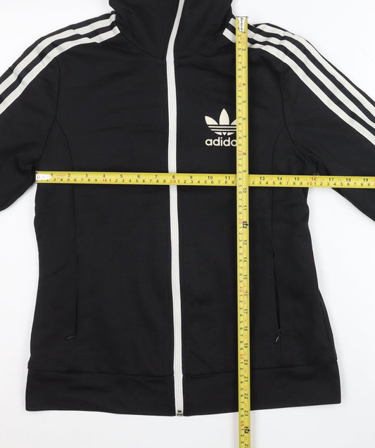 Adidas Womens Black Size 10 Track Jacket Full Zip Activewear