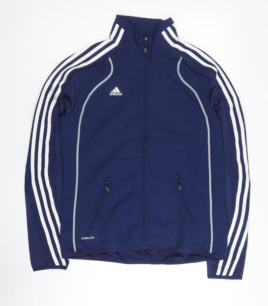 Adidas Womens Blue Small Track Jacket Activewear Full Zip Polyester